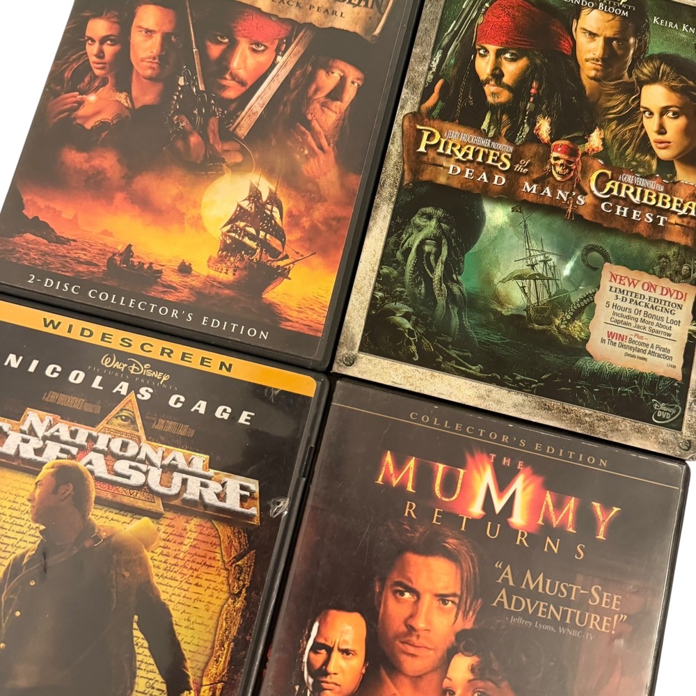 Adventure DVD Lot of 4 Pirates Caribbean National Treasure Mummy
